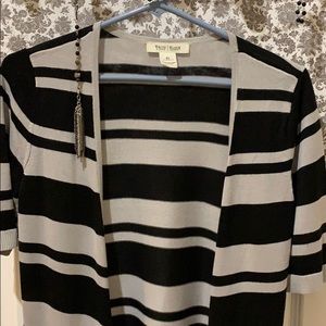 EUC WHBM black/gray stripes cardigan sweater